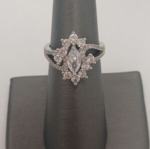 New 18k White Goldplated Filagre Gemstone Ring Small Dainty 5.5 PBJ